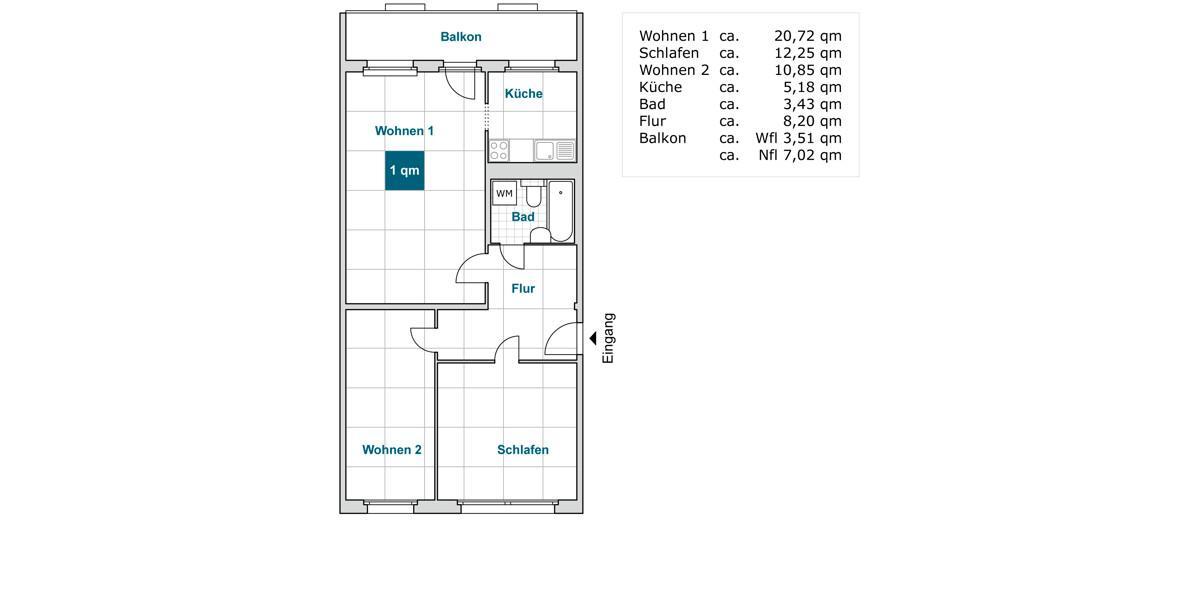 Erdgeschoßwohnung Dresden Prohlis - 3 Zimmer, 64 m&sup2;, 566&euro; | Angebot:26542607