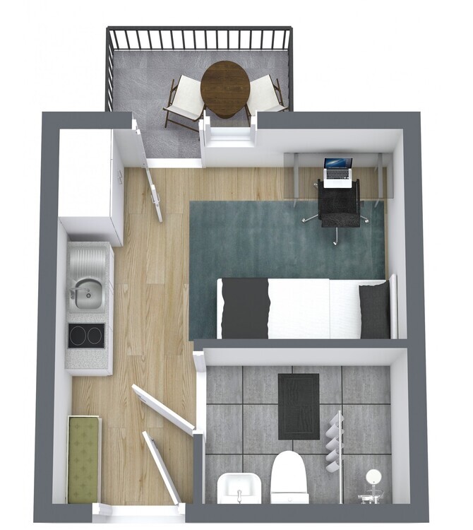 Hochwertiges Studentenapartment mit Pantryküche & Dachterrasse