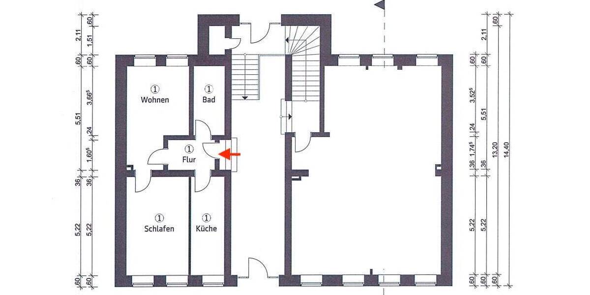 Etagenwohnung Chemnitz Kaßberg - 2 Zimmer, 54 m&sup2;, 275&euro; | Angebot:26758905