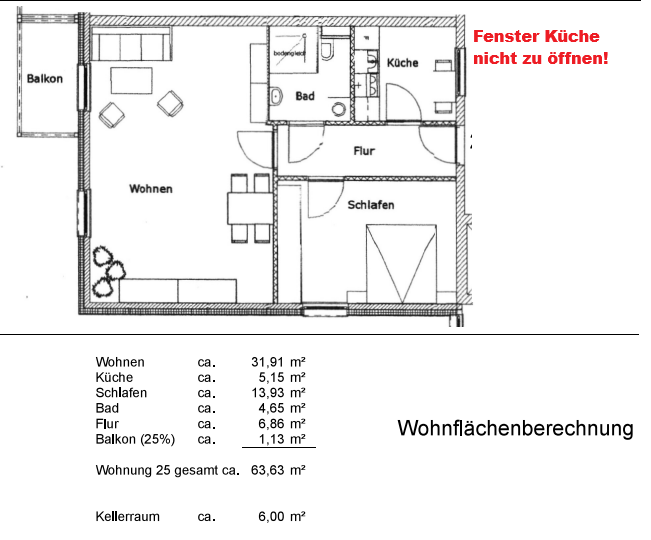 Etagenwohnung Pinneberg - 2 Zimmer, 64 m&sup2;, 763&euro; | Angebot:26493568