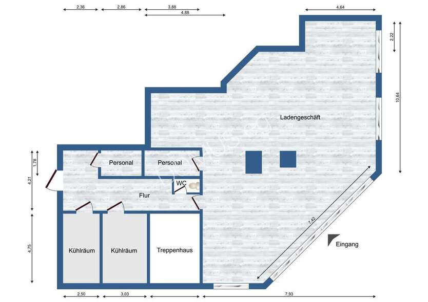 Eisdiele, Blumenladen, Fleischerei, Döner oder....Gewerberäume mit 2 Kühlzellen! 54m² Lager mietfrei