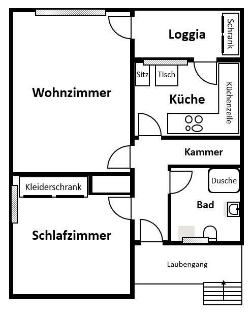 Mietwohnung 57qm DUS Holthausen zimmer