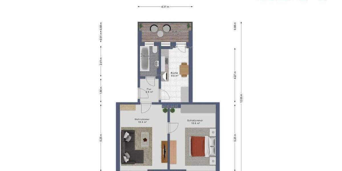 Etagenwohnung Magdeburg Cracau - 2 Zimmer, 46 m&sup2;, 319&euro; | Angebot:24830666