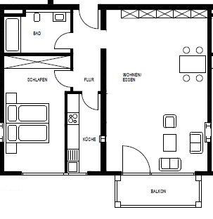 Etagenwohnung Düsseldorf Stadtbezirk 9 - 2 Zimmer, 71 m&sup2;, 826&euro; | Angebot:25099684