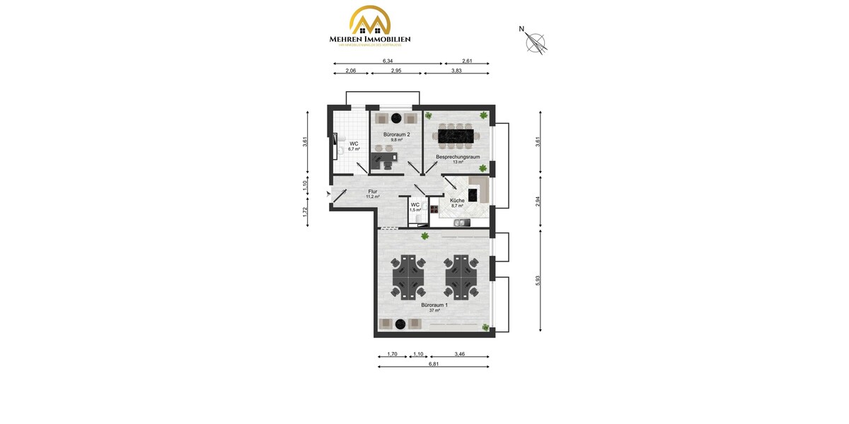 ***Untergeschoss-Büroeinheit – 3 helle Räume, flexibel nutzbar & modern ausgestattet*** - Gewerbeobjekt Hochheim am Main | Angebot:26130034