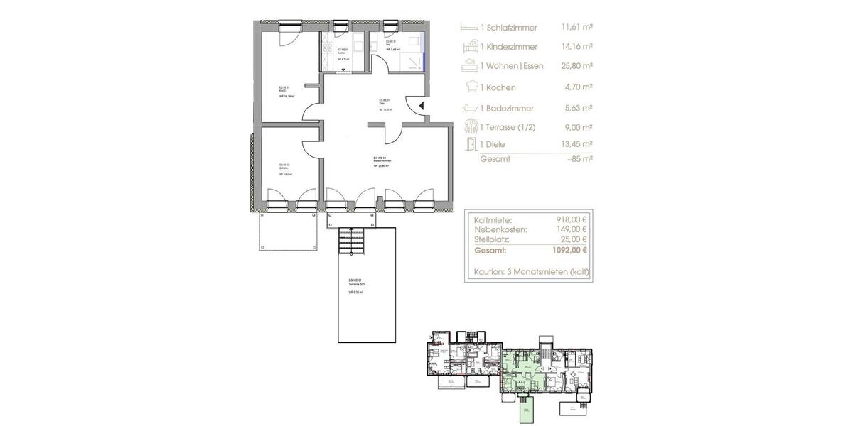Terrassenwohnung Tirschenreuth - 3 Zimmer, 85 m&sup2;, 918&euro; | Angebot:23671385