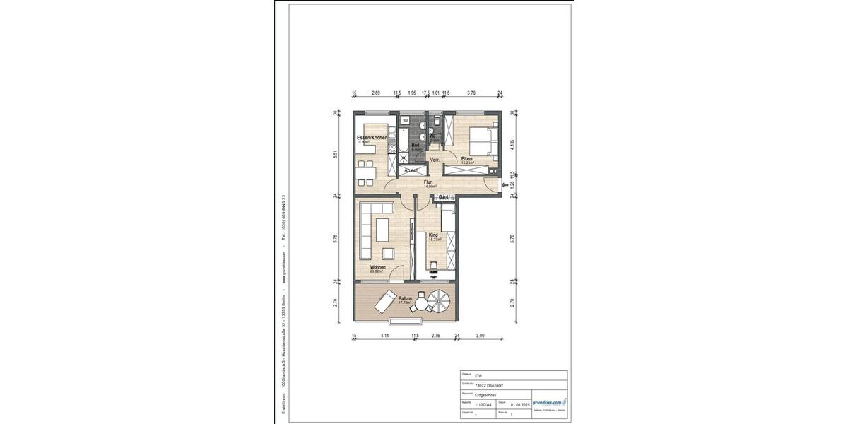 Erdgeschoßwohnung Donzdorf - 3 Zimmer, 102 m&sup2;, 1.060&euro; | Angebot:24831897