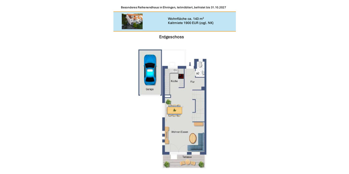 Reihenhaus Ehningen - 5 Zimmer, 143 m&sup2;, 1.900&euro; | Angebot:24645863