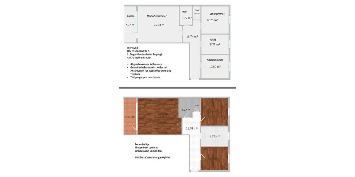 Etagenwohnung Mülheim an der Ruhr Holthausen - 3 Zimmer, 81 m&sup2;, 1.250&euro; | Angebot:25778235
