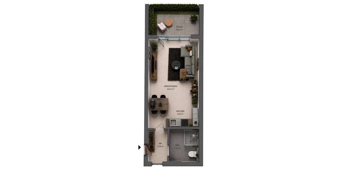 Erdgeschoßwohnung Trier West-Pallien - 1 Zimmer, 35 m&sup2;, 480&euro; | Angebot:26532439