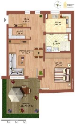 Terrassenwohnung Neumarkt-Sankt Veit Sankt Veit - 2 Zimmer, 62 m&sup2;, 670&euro; | Angebot:26289707