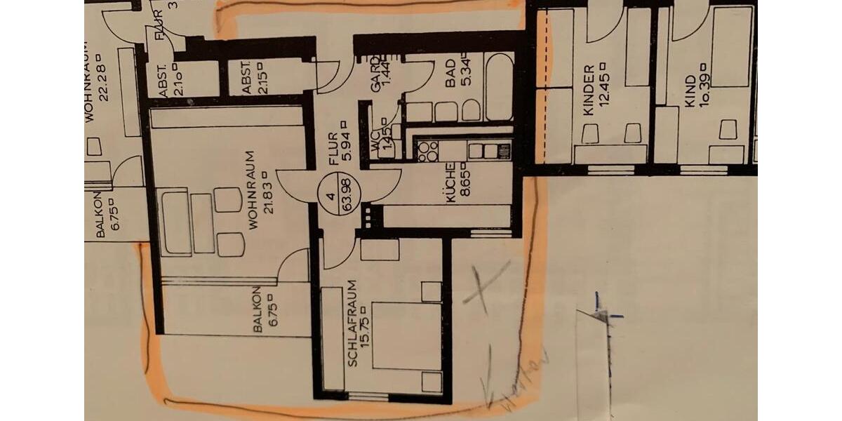 Etagenwohnung Regensburg Das Dörnberg - 2.5 Zimmer, 64 m&sup2;, 850&euro; | Angebot:26619271