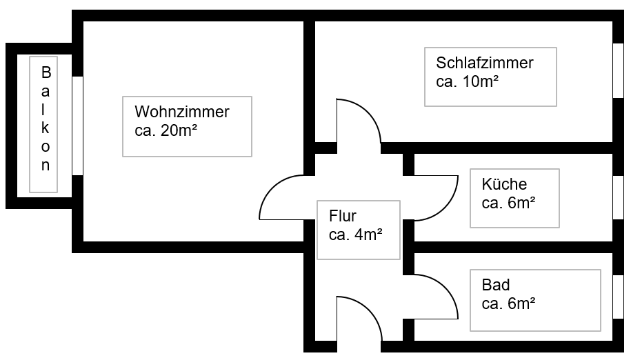 Etagenwohnung Schleife - 2 Zimmer, 50 m&sup2;, 300&euro; | Angebot:26338040