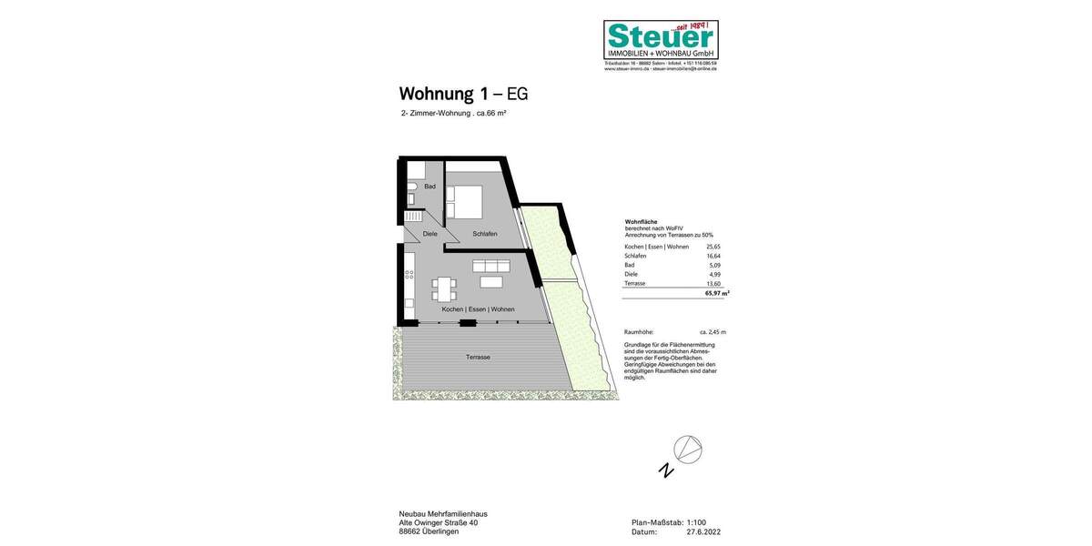 Etagenwohnung Überlingen Aufkirch - 2 Zimmer, 66 m&sup2;, 990&euro; | Angebot:24227509