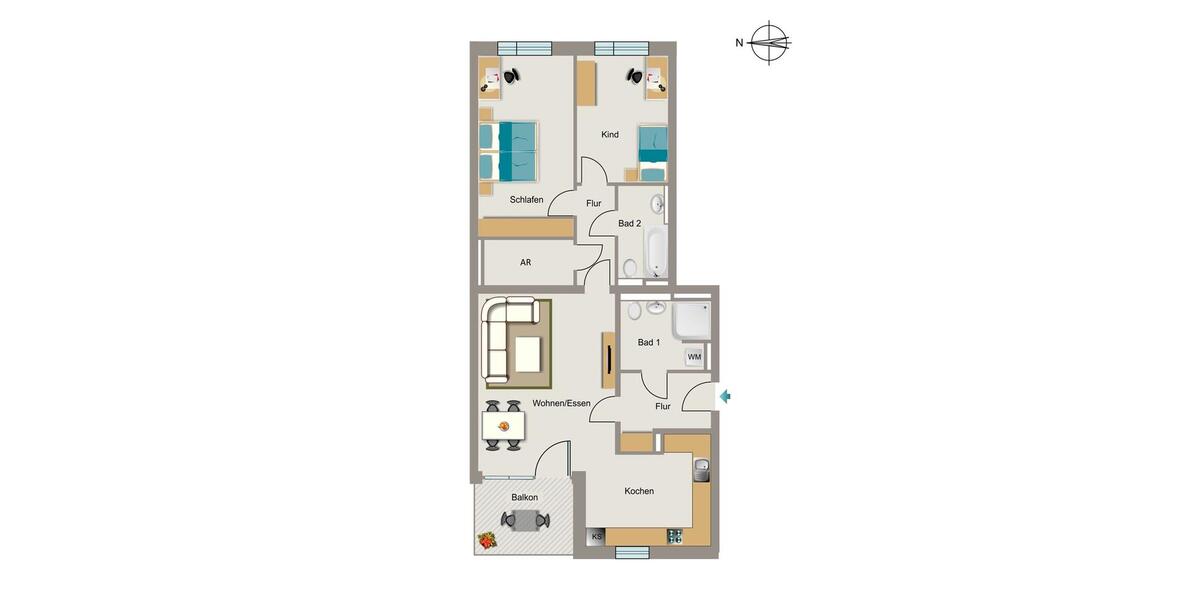 Etagenwohnung Rheinbach - 3 Zimmer, 97 m&sup2;, 1.287&euro; | Angebot:26641601