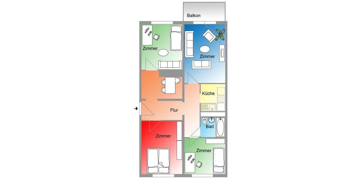 Etagenwohnung Halberstadt - 4 Zimmer, 80 m&sup2;, 442&euro; | Angebot:26798040