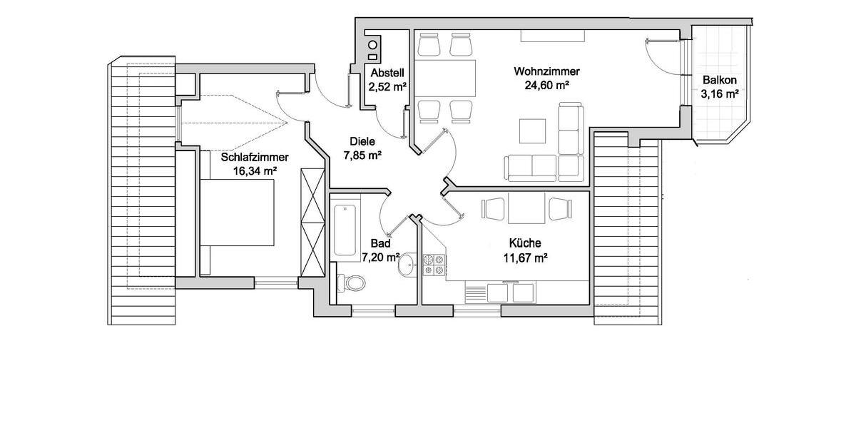 Gemütliche 2-Zi.-Wohnung mit Balkon und Stellplatz 2 zimmer