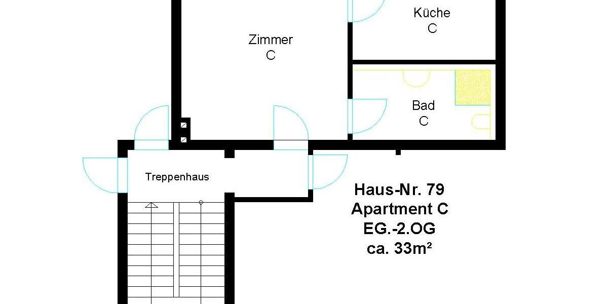 Etagenwohnung Nordhausen - 1 Zimmer, 33 m&sup2;, 375&euro; | Angebot:26563053