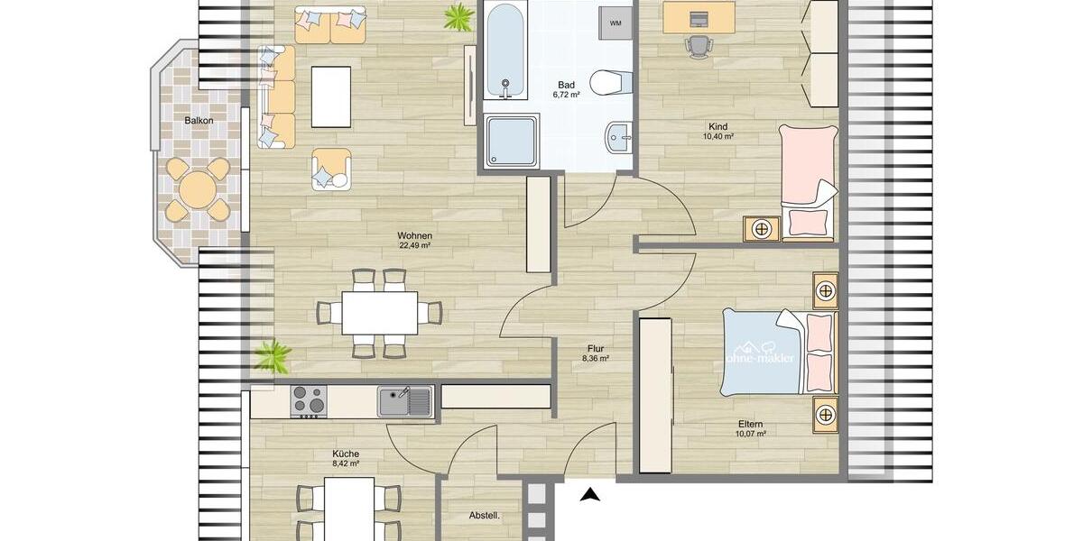 Dachgeschoßwohnung Wildeshausen - 3 Zimmer, 71 m&sup2;, 850&euro; | Angebot:25206412