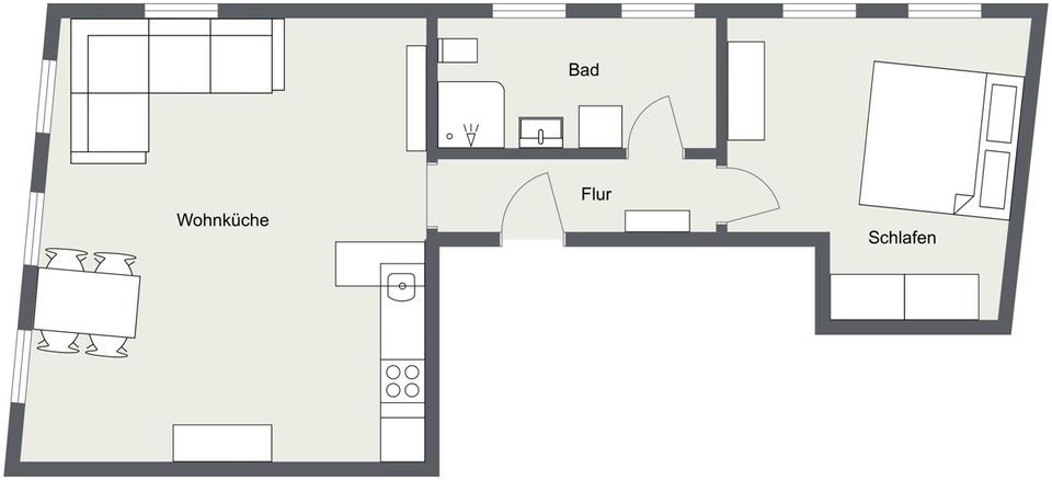 Etagenwohnung Kappeln - 2 Zimmer, 55 m&sup2;, 800&euro; | Angebot:26563317