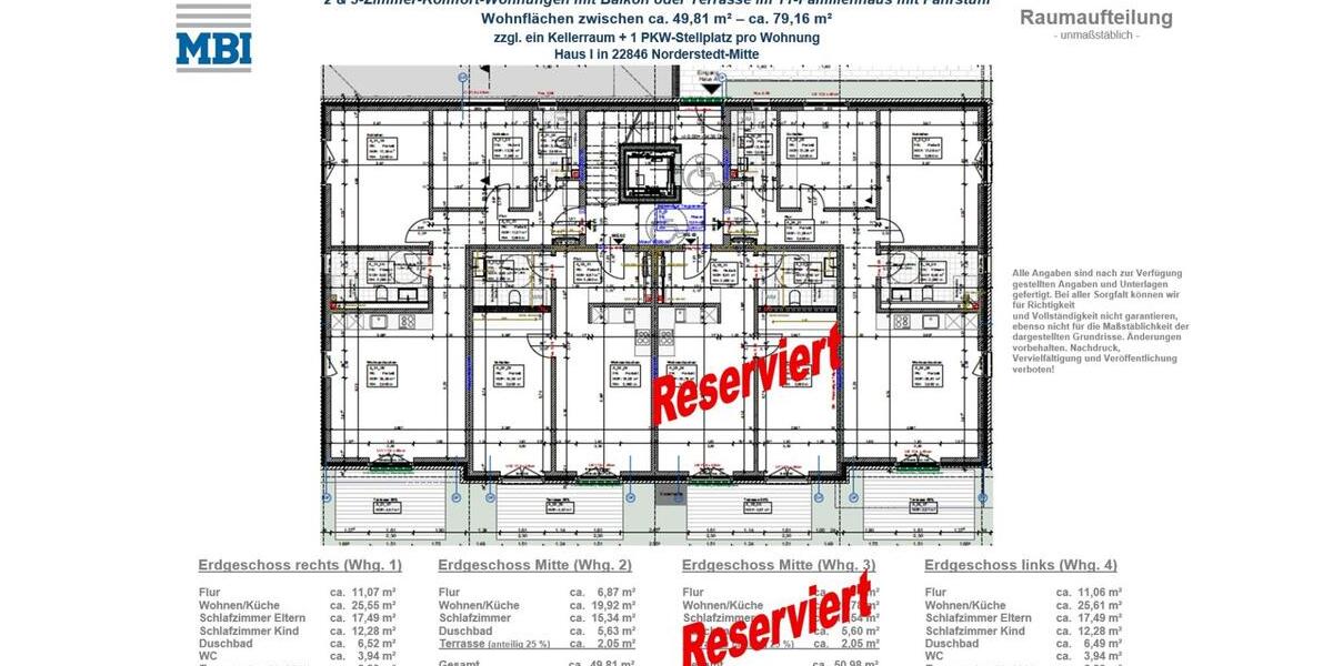 Erdgeschoßwohnung Norderstedt - 3 Zimmer, 79 m&sup2;, 1.695&euro; | Angebot:24784017