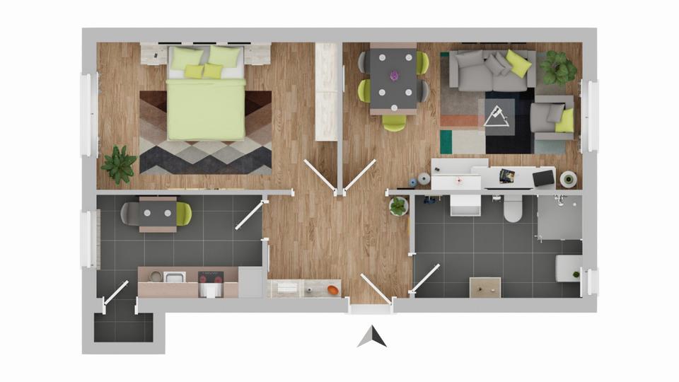 Erdgeschoßwohnung Güstrow - 2 Zimmer, 49 m&sup2;, 468&euro; | Angebot:23807878
