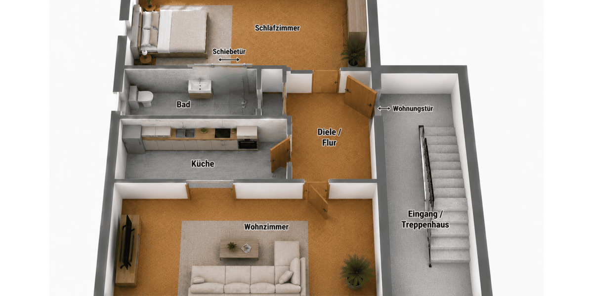 Etagenwohnung Trier Trier-Süd - 2 Zimmer, 55 m&sup2;, 850&euro; | Angebot:26694854