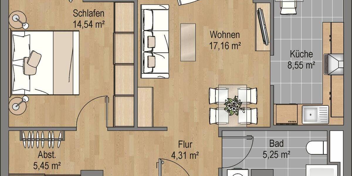 Etagenwohnung Frankfurt am Main Schwanheim - 2 Zimmer, 47 m&sup2;, 829&euro; | Angebot:26107452