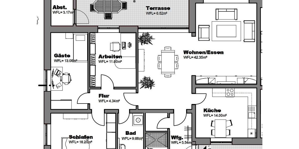 Erdgeschoßwohnung Wiefelstede - 4 Zimmer, 129 m&sup2;, 1.450&euro; | Angebot:24950148