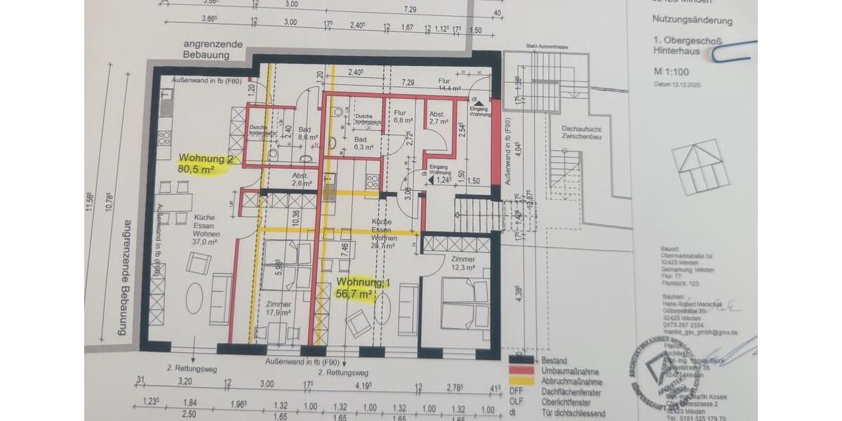 Etagenwohnung Minden - 2 Zimmer, 74 m&sup2;, 765&euro; | Angebot:26446423