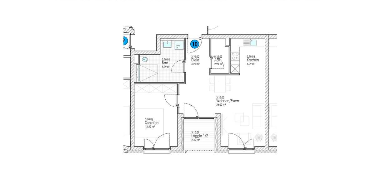 Etagenwohnung Kempten (Allgäu) - 2 Zimmer, 61 m&sup2;, 980&euro; | Angebot:25254937