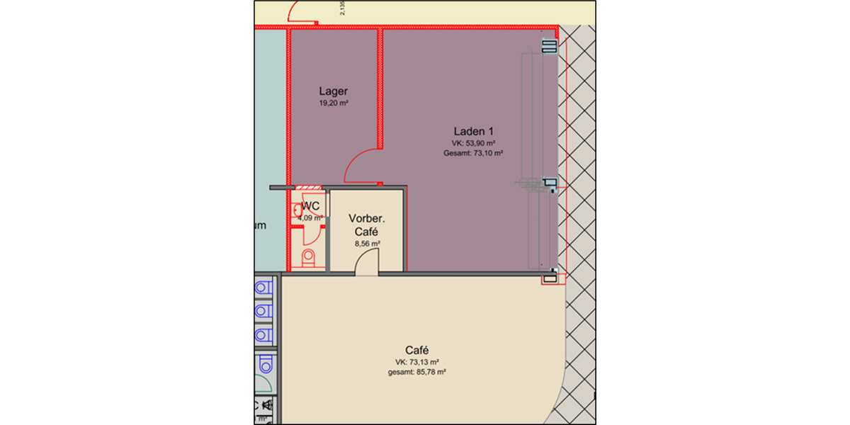 Mieteinheit in Vorkassenzone eines Fachmarktzentrums zimmer