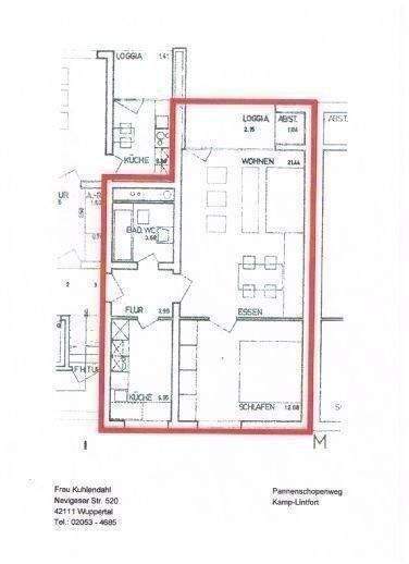 Etagenwohnung Kamp-Lintfort Geisbruch - 2 Zimmer, 51 m&sup2;, 535&euro; | Angebot:24543949