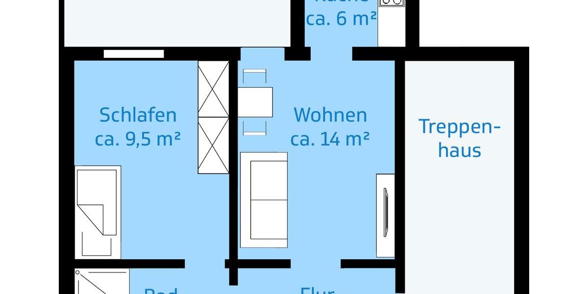Erdgeschoßwohnung Schloß Holte-Stukenbrock Stukenbrock - 2 Zimmer, 49 m&sup2;, 550&euro; | Angebot:25341174