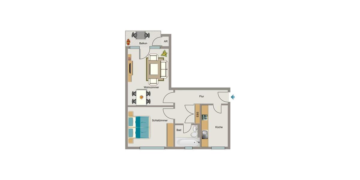 Etagenwohnung Gelsenkirchen Gelsenkirchen-Nord - 2.5 Zimmer, 59 m&sup2;, 499&euro; | Angebot:25850555
