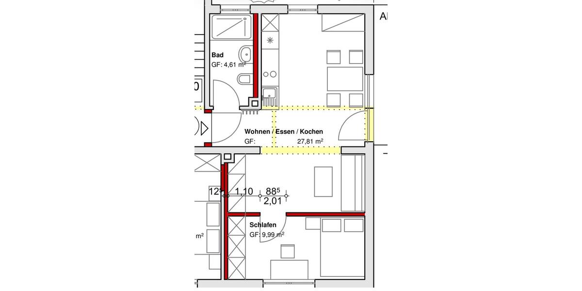 Etagenwohnung Schwandorf - 1.5 Zimmer, 45 m&sup2;, 475&euro; | Angebot:26704328