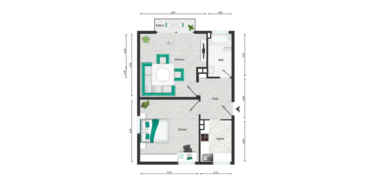 Etagenwohnung Velbert Am Berg - 2.5 Zimmer, 51 m&sup2;, 510&euro; | Angebot:25233172