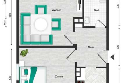 Wohnung Velbert Am Berg - 2.5 Zimmer, 51 m&sup2;, 510&euro; | Angebot:25233172