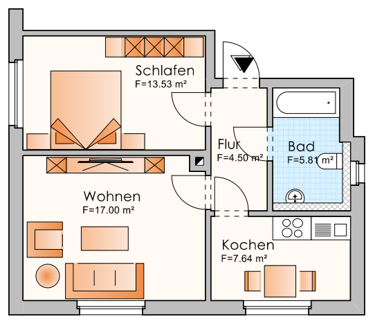Erdgeschoßwohnung Meuselwitz - 2 Zimmer, 46 m&sup2;, 275&euro; | Angebot:24610210