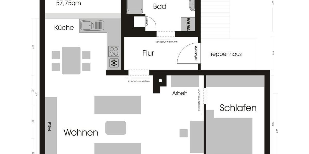 Hochparterre Limbach-Oberfrohna Oberfrohna - 2 Zimmer, 58 m&sup2;, 350&euro; | Angebot:26674391