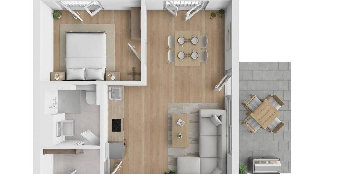 Etagenwohnung Bonn Plittersdorf - 2 Zimmer, 50 m&sup2;, 1.290&euro; | Angebot:26751893