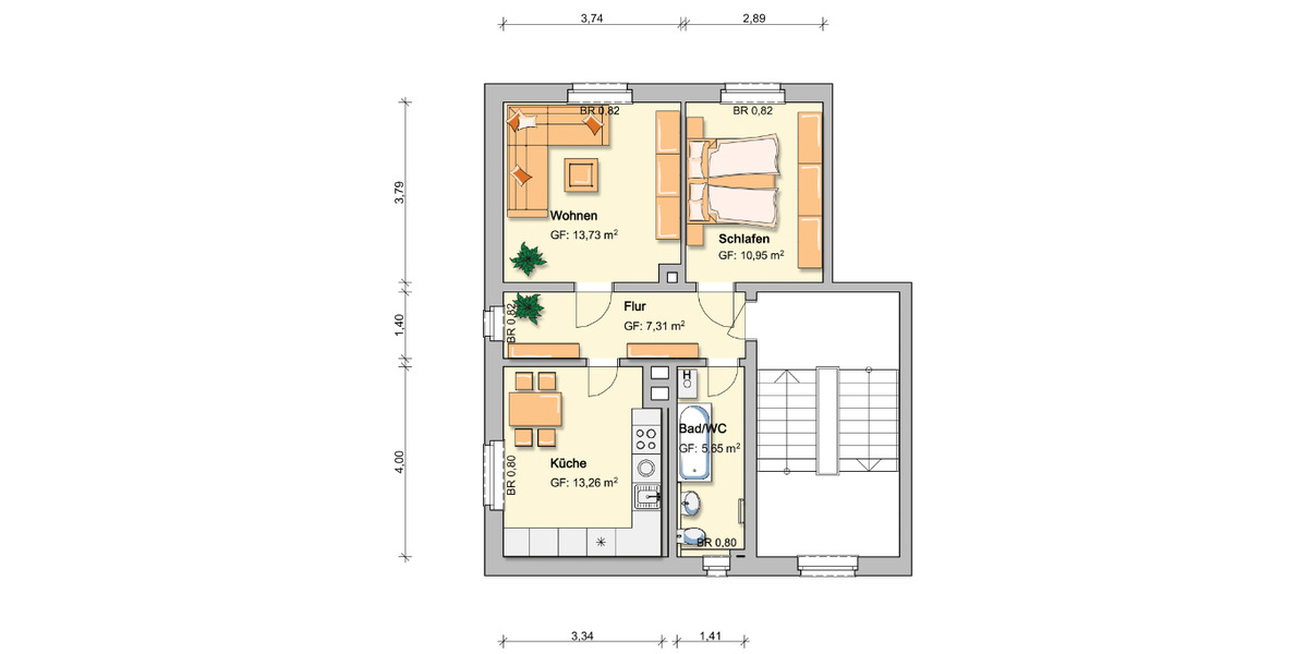 Etagenwohnung Werdau - 2 Zimmer, 50 m&sup2;, 300&euro; | Angebot:26637297