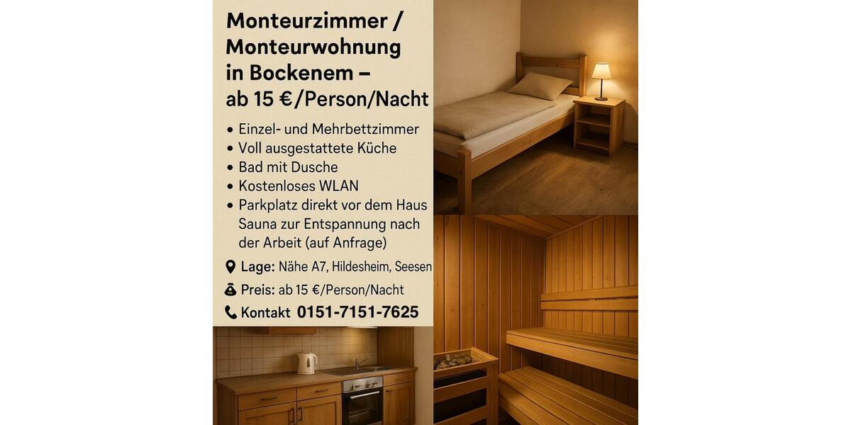 Monteurzimmer Monteurwohnung – Zimmer FREI MIT SAUNA ab 15€ pro Person 8 zimmer