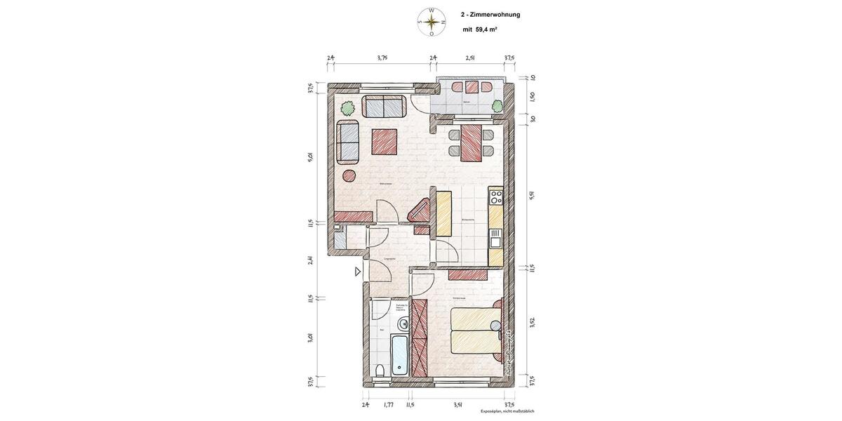 Etagenwohnung Preetz - 2 Zimmer, 59 m&sup2;, 580&euro; | Angebot:26454790