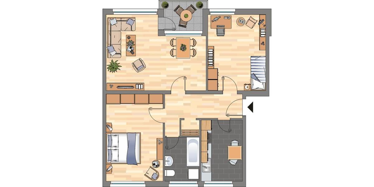 Etagenwohnung Bremerhaven Schiffdorferdamm - 3 Zimmer, 76 m&sup2;, 589&euro; | Angebot:26677135