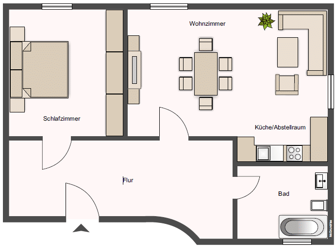 Etagenwohnung Halle (Saale) Innenstadt - 1 Zimmer, 56 m&sup2;, 504&euro; | Angebot:26703024