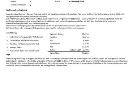 Seniorentauglich behindertenfreundlich 2 Zimmer Wohng. - mit WBS 2 zimmer