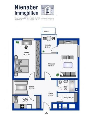 Etagenwohnung Bünde Spradow - 2 Zimmer, 65 m&sup2;, 550&euro; | Angebot:26191636