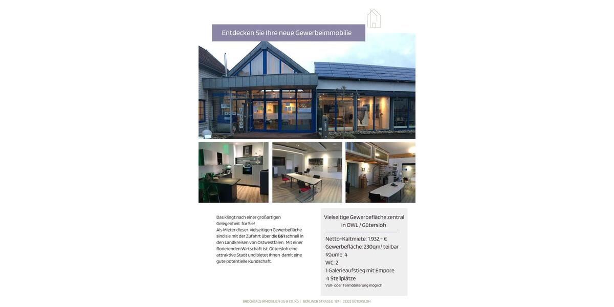 Gewerbeobjekt Gütersloh - 1.932&euro; | Angebot:26254808
