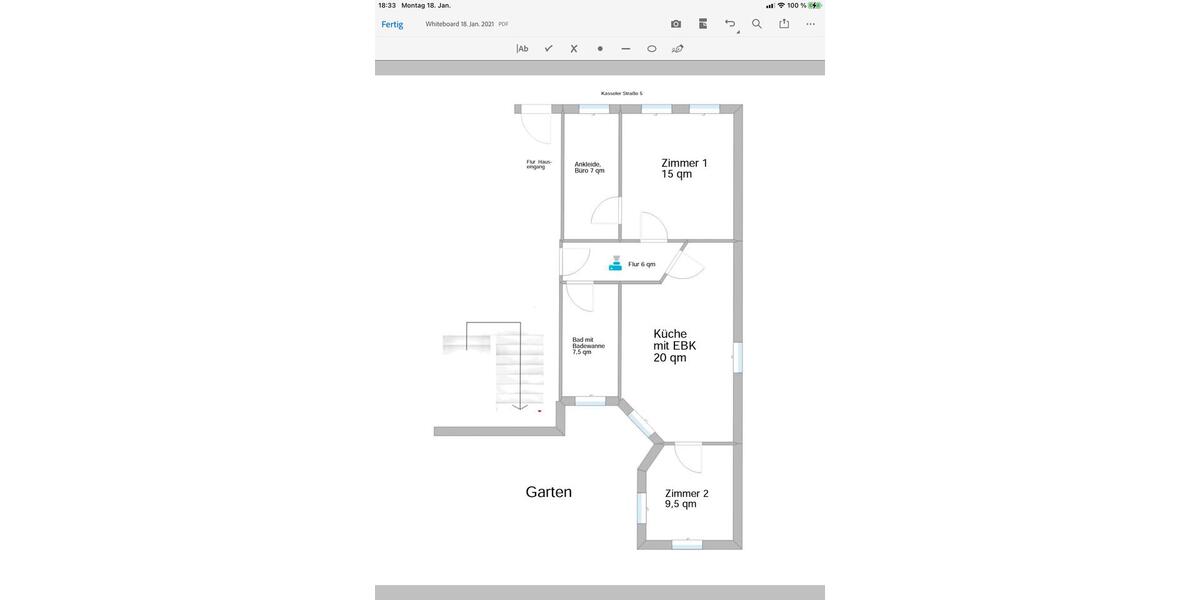 Erdgeschoßwohnung Eisenach - 2 Zimmer, 63 m&sup2;, 595&euro; | Angebot:26248472
